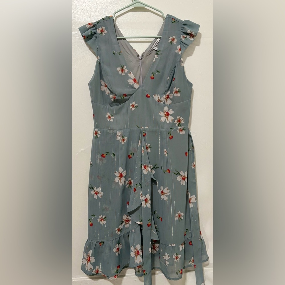 Collective Concepts Blue Floral Wrap Dress | Size: Small